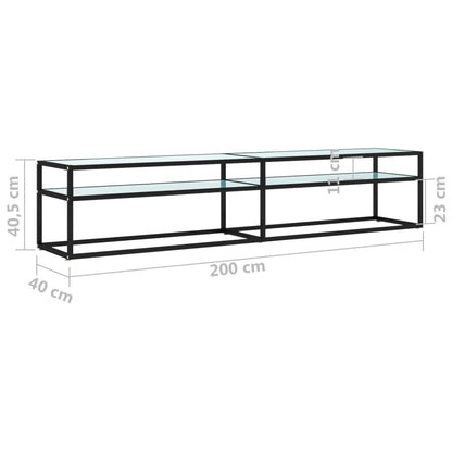 TV-Møbel Hvit TV-benk marmor 200x40x40,5 cm herdet glass