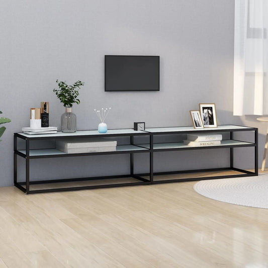 TV-Møbel Hvit TV-benk marmor 200x40x40,5 cm herdet glass