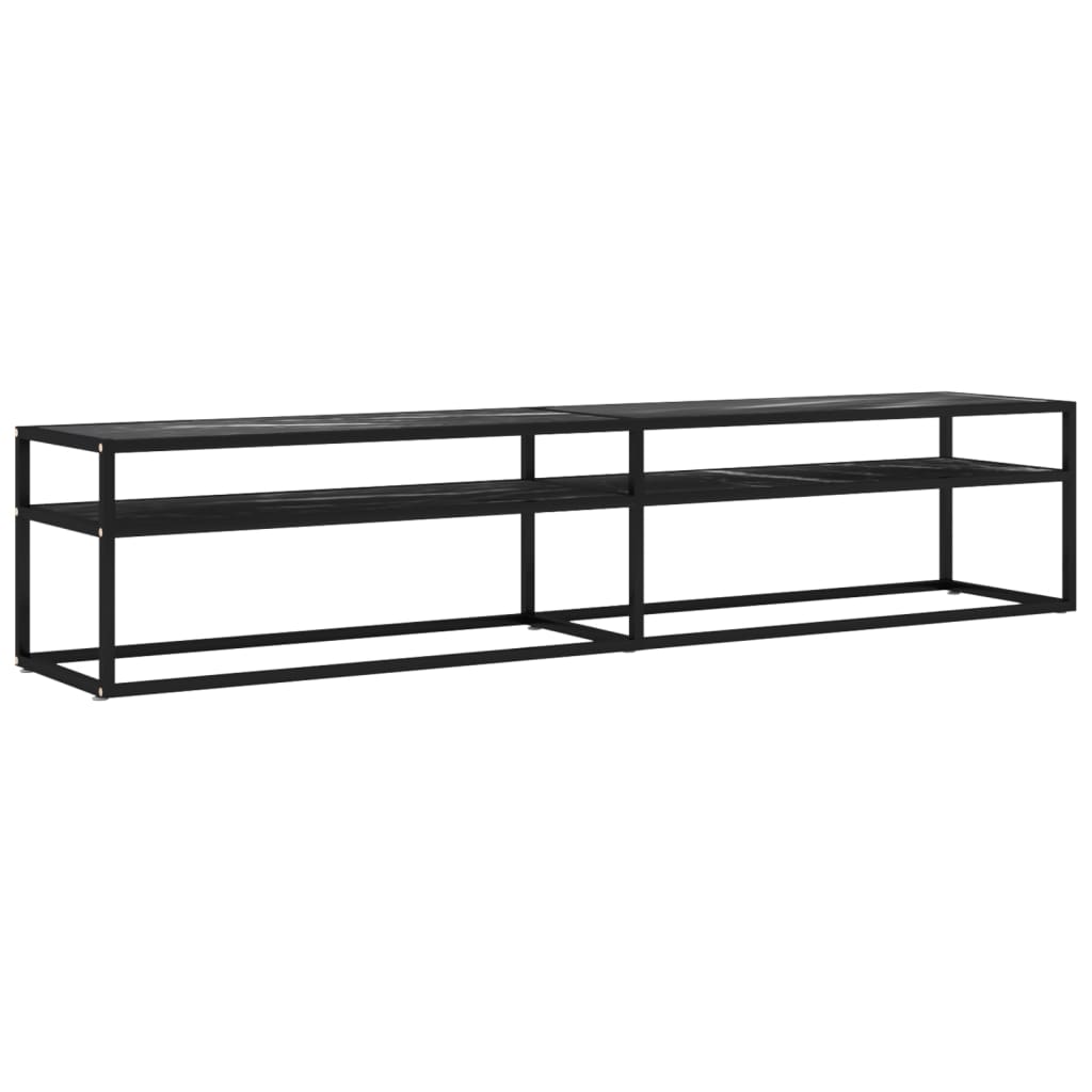 TV-Møbel Svart TV-benk marmor 200x40x40,5 cm herdet glass