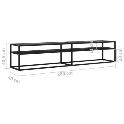 TV-Møbel Svart TV-benk marmor 200x40x40,5 cm herdet glass