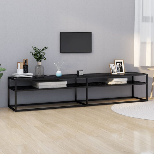 TV-Møbel Svart TV-benk marmor 200x40x40,5 cm herdet glass