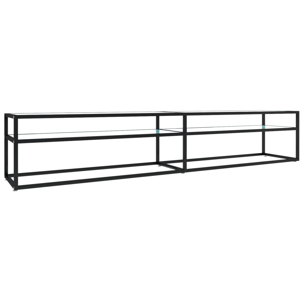 TV-Møbel Hvit TV-benk marmor 220x40x40,5 cm herdet glass