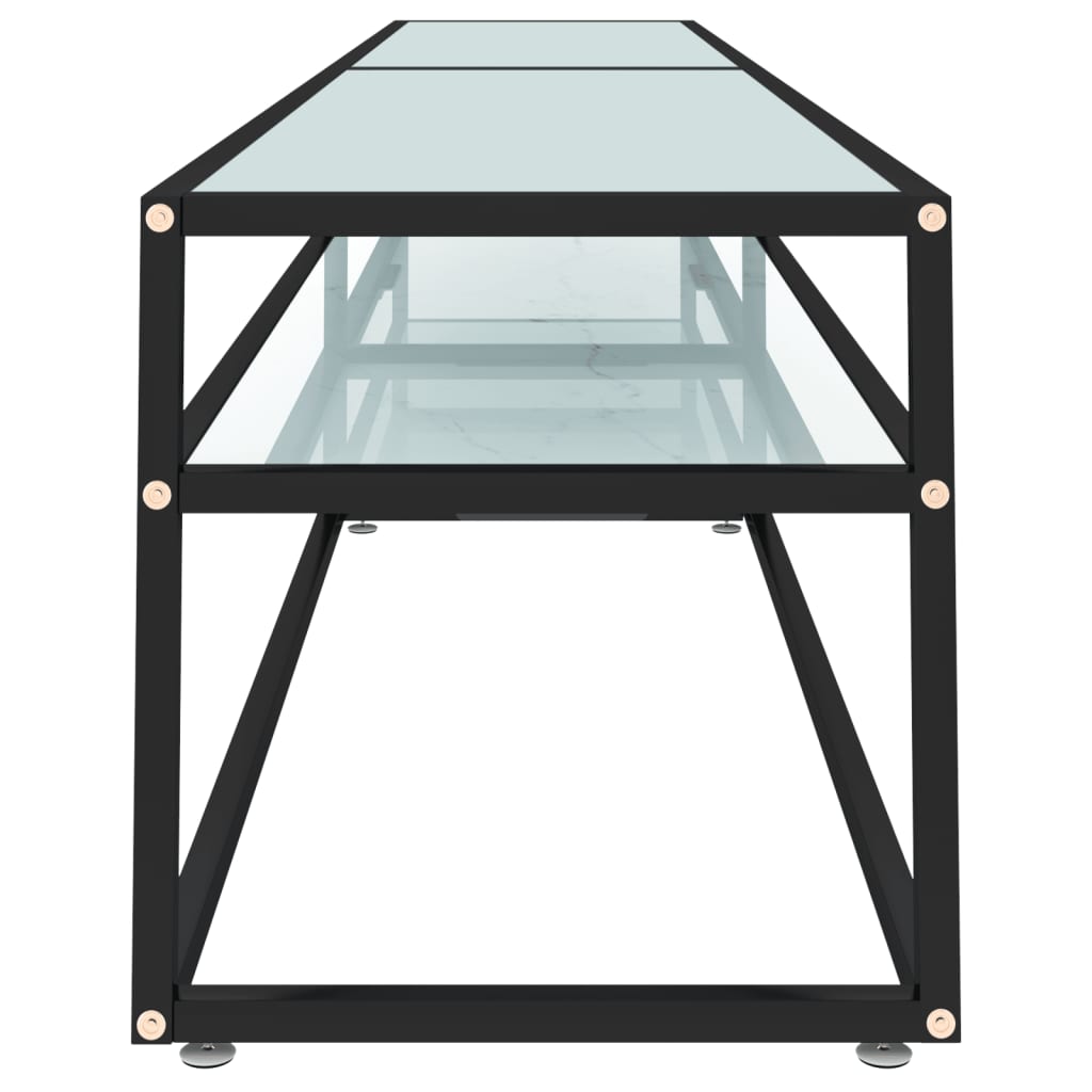 TV-Møbel Hvit TV-benk marmor 220x40x40,5 cm herdet glass