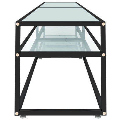 TV-Møbel Hvit TV-benk marmor 220x40x40,5 cm herdet glass