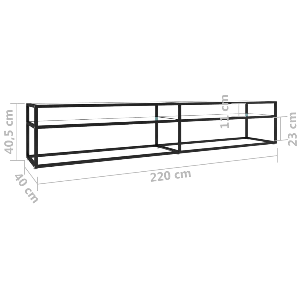 TV-Møbel Hvit TV-benk marmor 220x40x40,5 cm herdet glass
