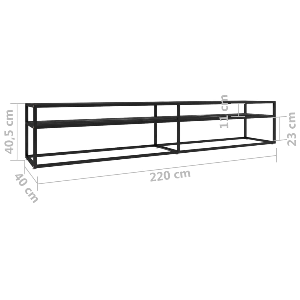 TV-Møbel Svart marmor 220x40x40,5 cm herdet glass