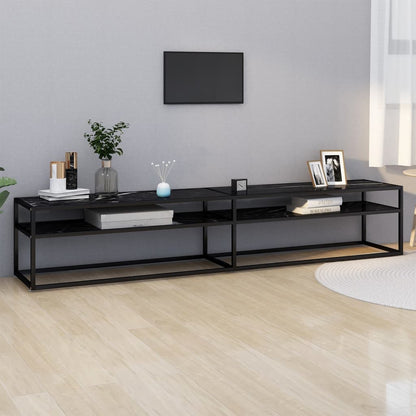 TV-Møbel Svart marmor 220x40x40,5 cm herdet glass
