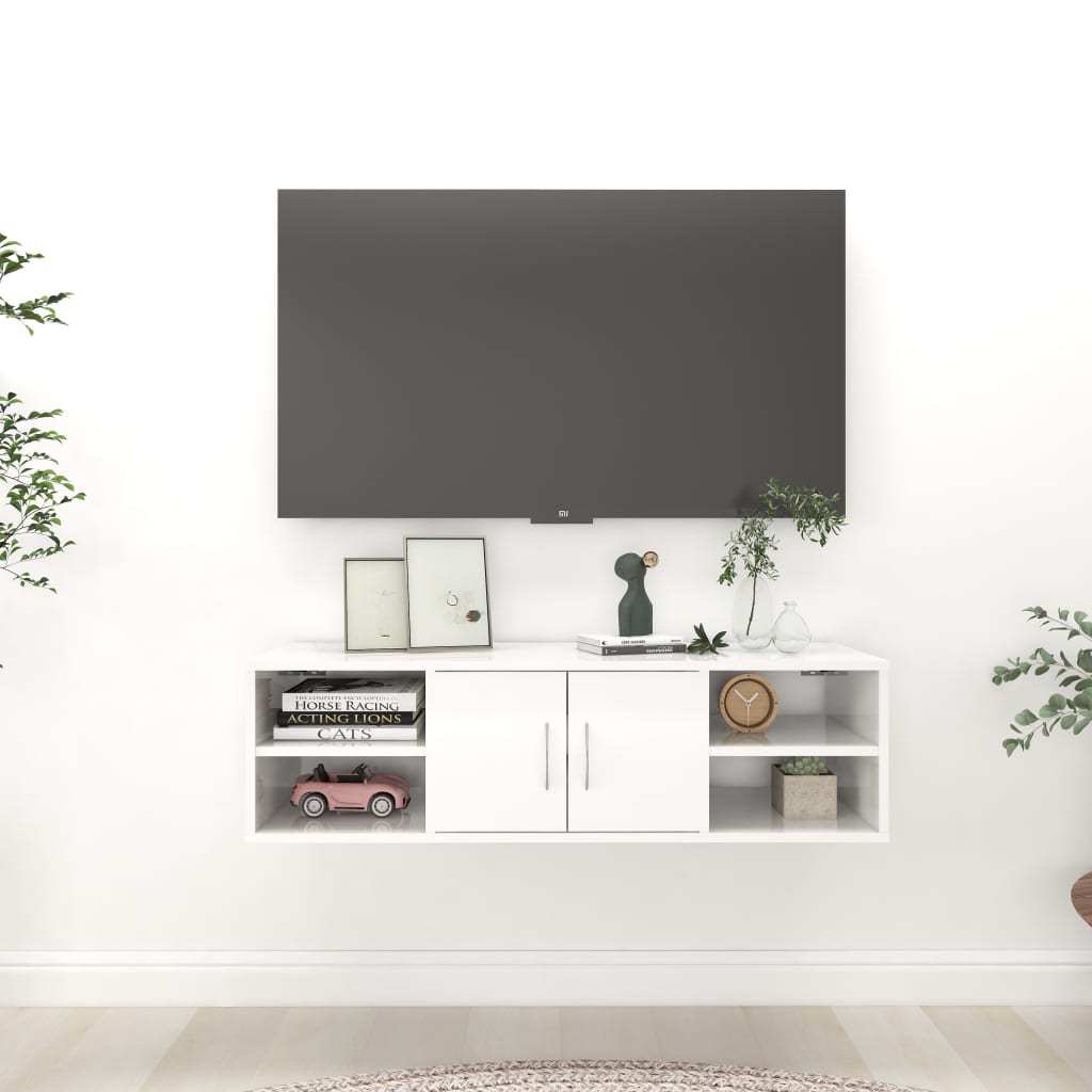 Vegghylle Høyglans Hvit 102x30x29 cm