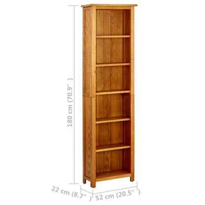 Bokhylle Tre 6 etasjer 52x22x180 cm heltre eik