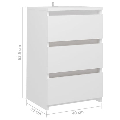 Nattbord Sengbord Hvit 40x35x62,5 cm