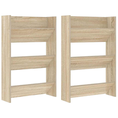 Veggskoskap 2 stk hvit og sonoma eik 60x18x90 cm sponplater