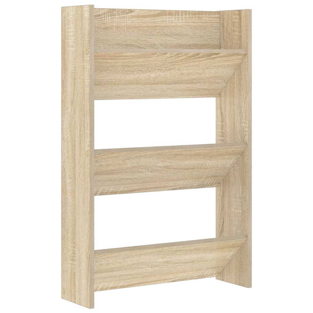 Veggskoskap 2 stk hvit og sonoma eik 60x18x90 cm sponplater
