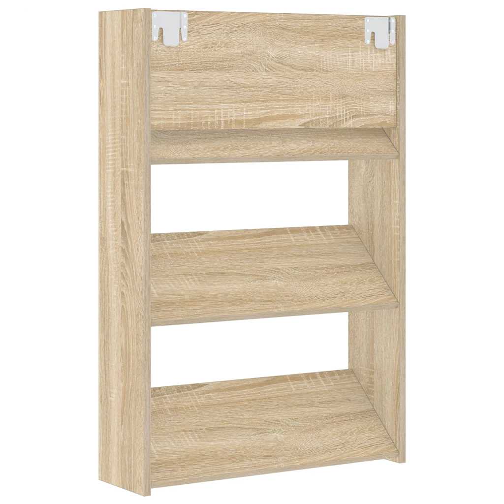 Veggskoskap 2 stk hvit og sonoma eik 60x18x90 cm sponplater