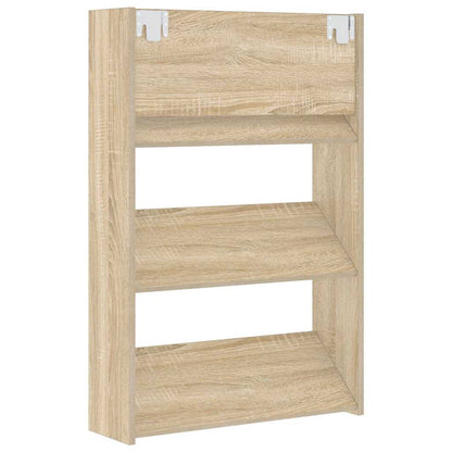 Veggskoskap 2 stk hvit og sonoma eik 60x18x90 cm sponplater