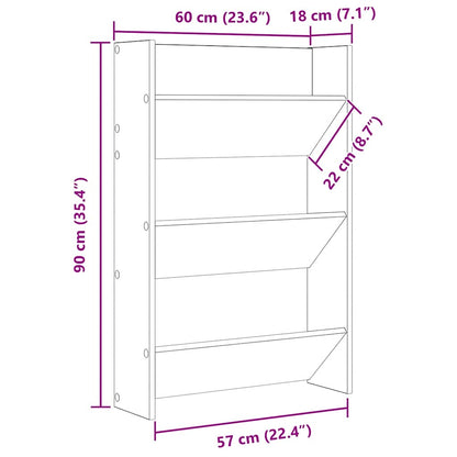 Veggskoskap 2 stk hvit og sonoma eik 60x18x90 cm sponplater