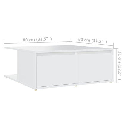 Salongbord Sofabord Hvit 80x80x31 cm