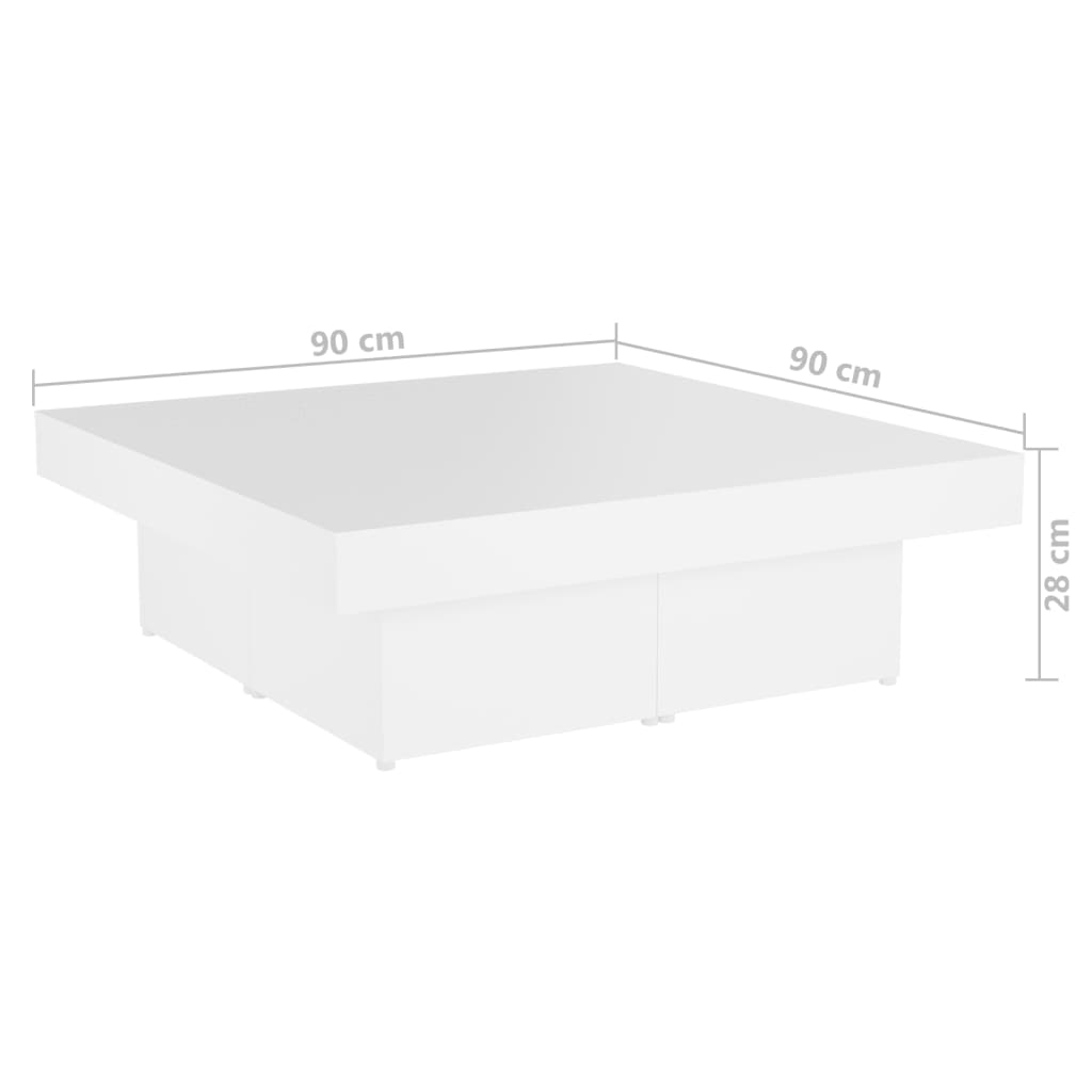 Salongbord Sofabord Hvit 90x90x28 cm