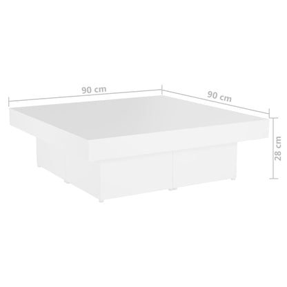 Salongbord Sofabord Hvit 90x90x28 cm