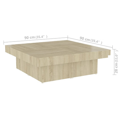 Salongbord Sofabord Sonoma Eik 90x90x28 cm