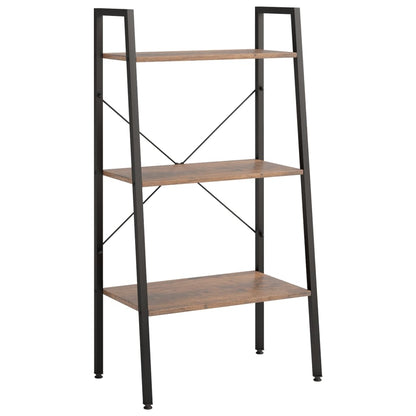Bokhylle Brun Lysebrun Svart 3 etasjer 56x35x108 cm