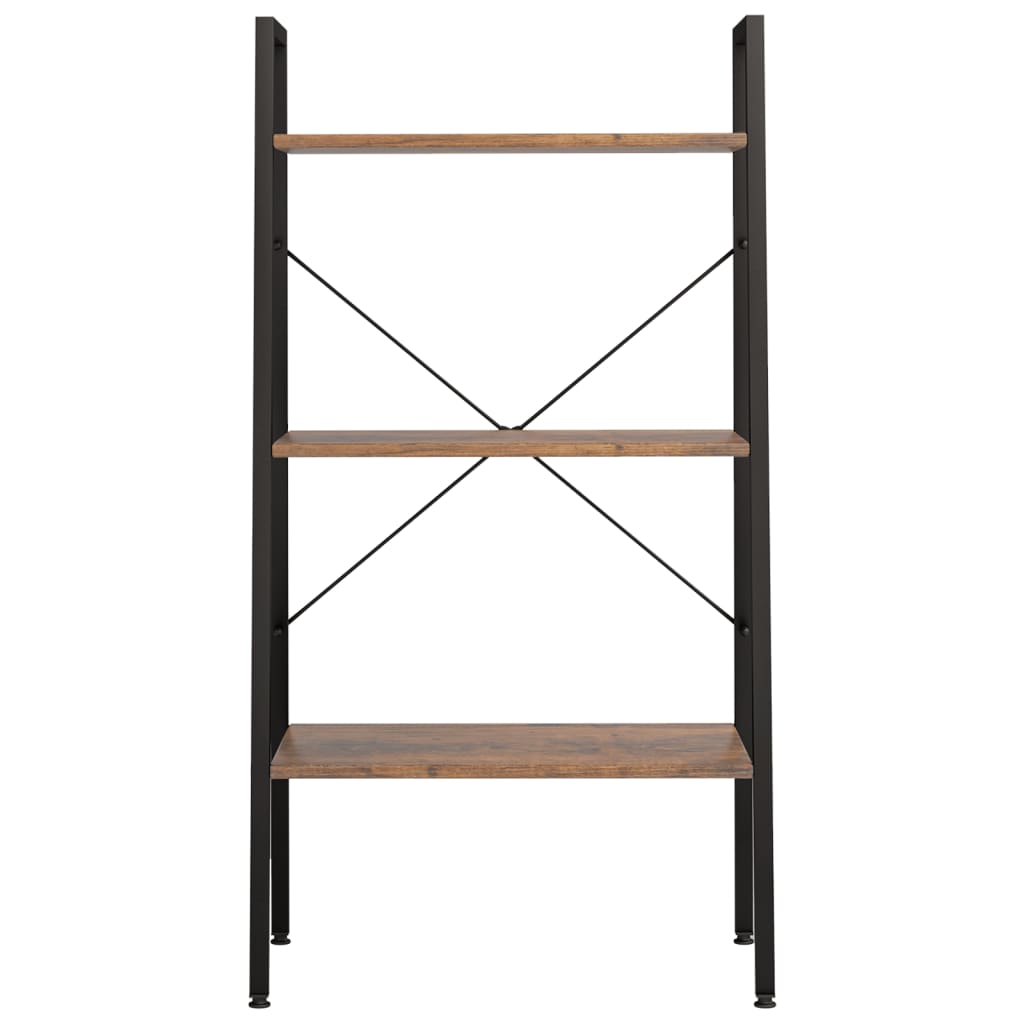 Bokhylle Brun Lysebrun Svart 3 etasjer 56x35x108 cm