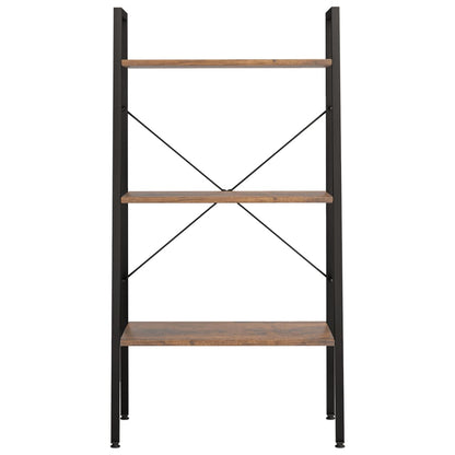 Bokhylle Brun Lysebrun Svart 3 etasjer 56x35x108 cm