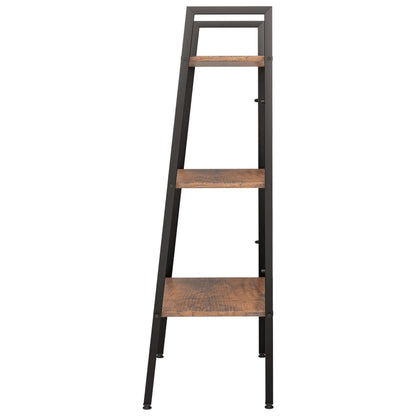 Bokhylle Brun Lysebrun Svart 3 etasjer 56x35x108 cm