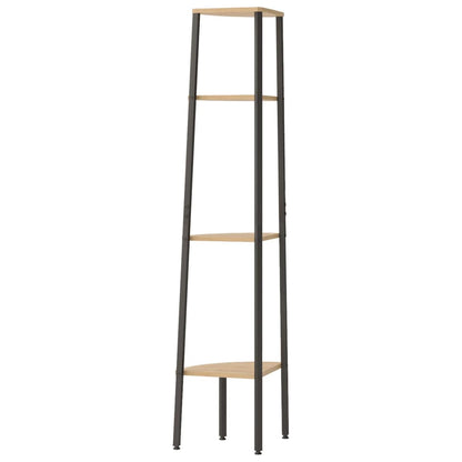 Hjørnehylle 4 etasjer lysebrun og Svart 45,5x31,5x150 cm