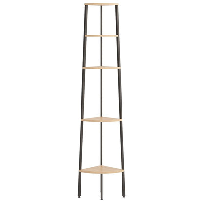 Hjørnehyller 5 etasjer lysebrun og Svart 45,5x31,5x180 cm