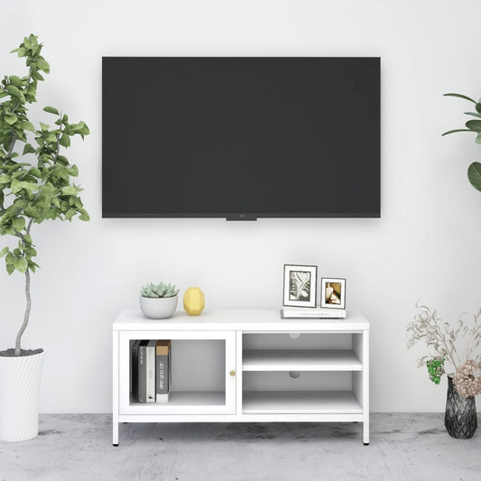 TV-Møbel DIV. Hvit TV-benk 90x30x44 cm glass