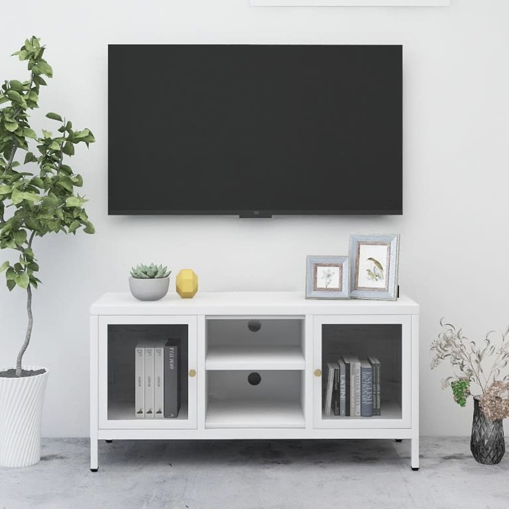 TV-Møbel DIV. TV-benk Hvit 105x35x52 cm glass