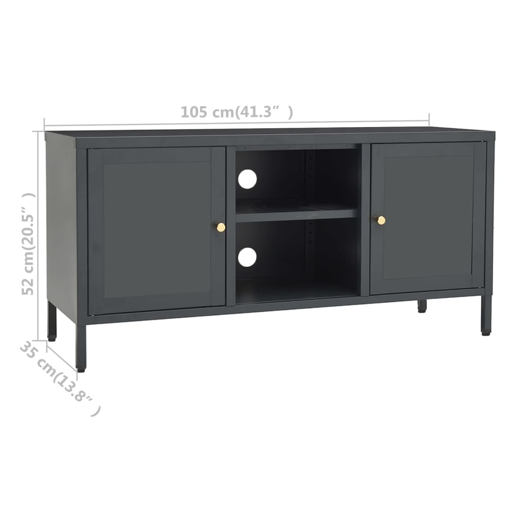 TV-Møbel DIV. TV-benk antrasitt 105x35x52 cm glass