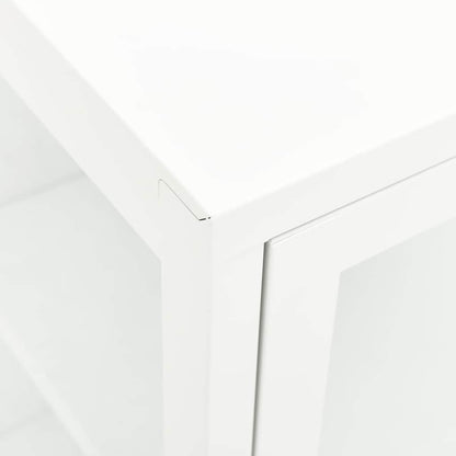 Skjenk Hvit 105x35x70 cm stål og glass