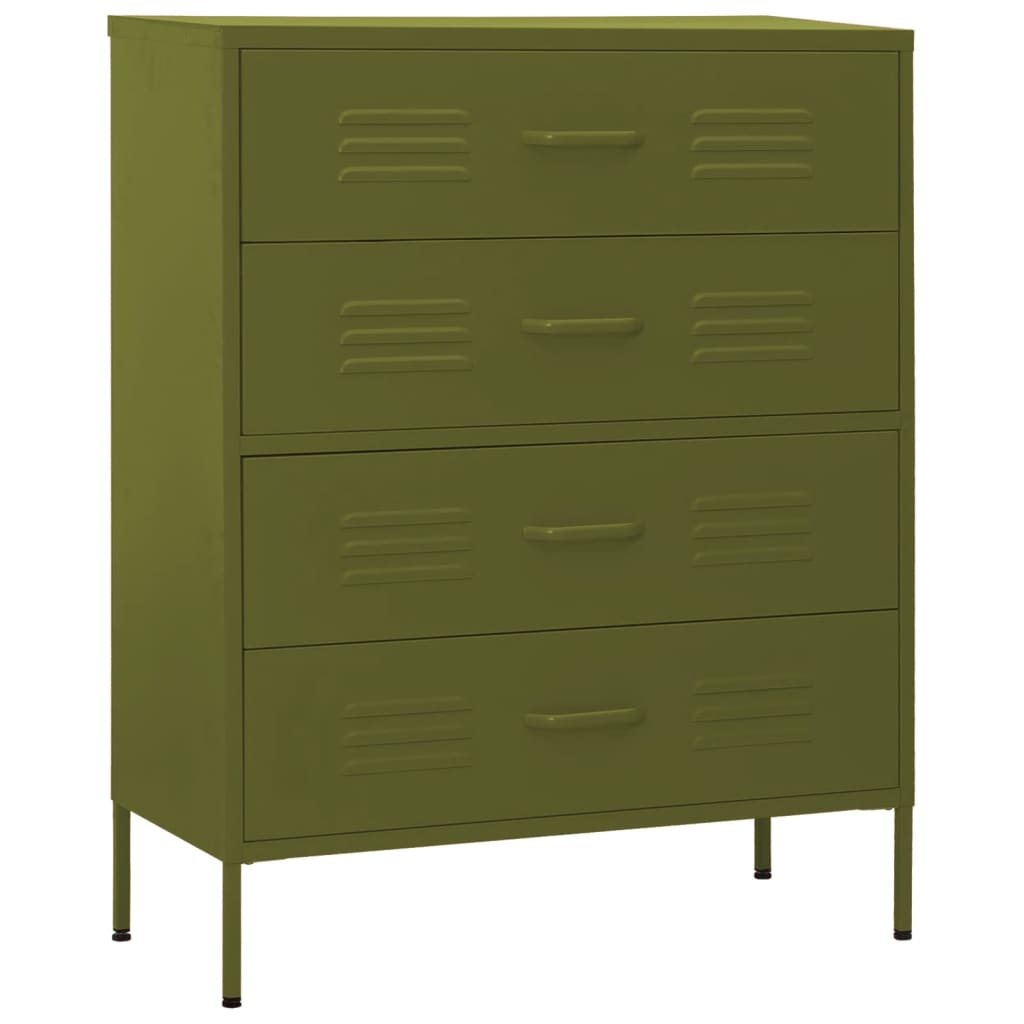 Kommode DIV. olivengrønn 80x35x101,5 cm stål