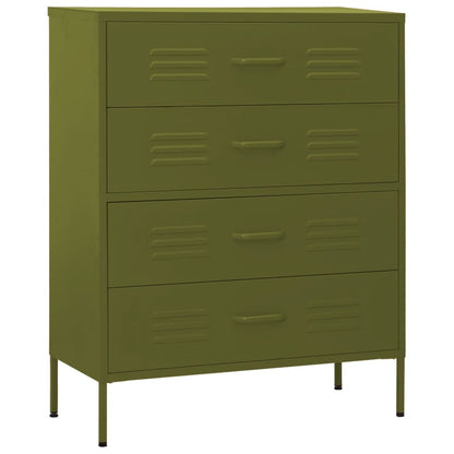 Kommode DIV. olivengrønn 80x35x101,5 cm stål