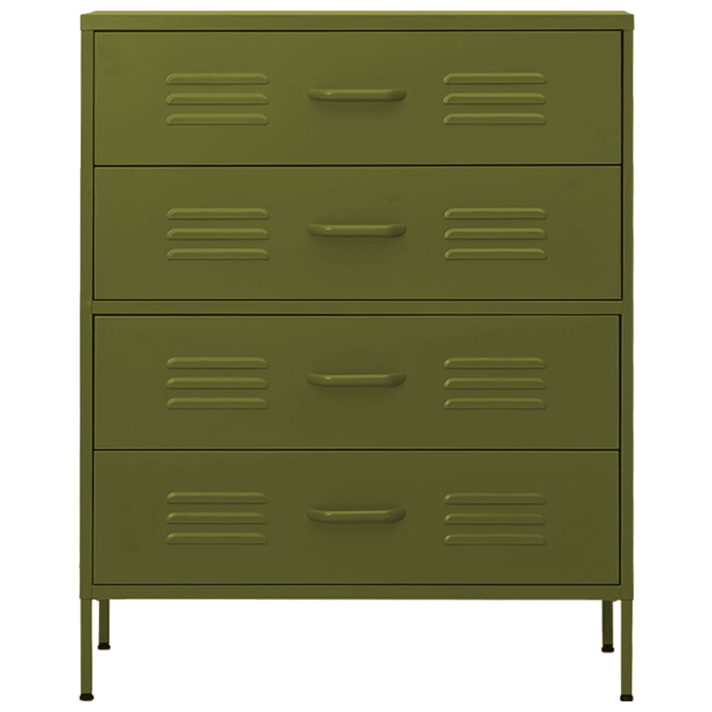 Kommode DIV. olivengrønn 80x35x101,5 cm stål