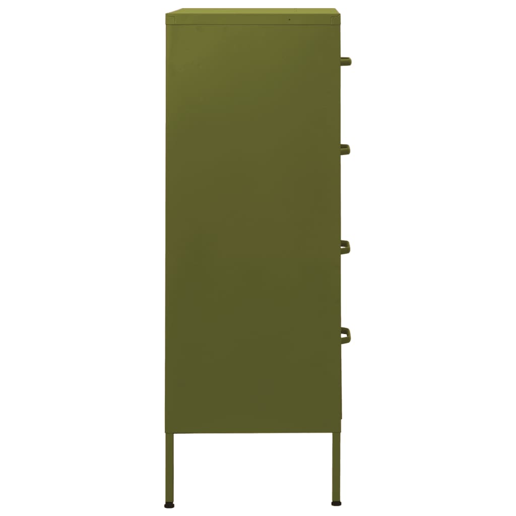 Kommode DIV. olivengrønn 80x35x101,5 cm stål