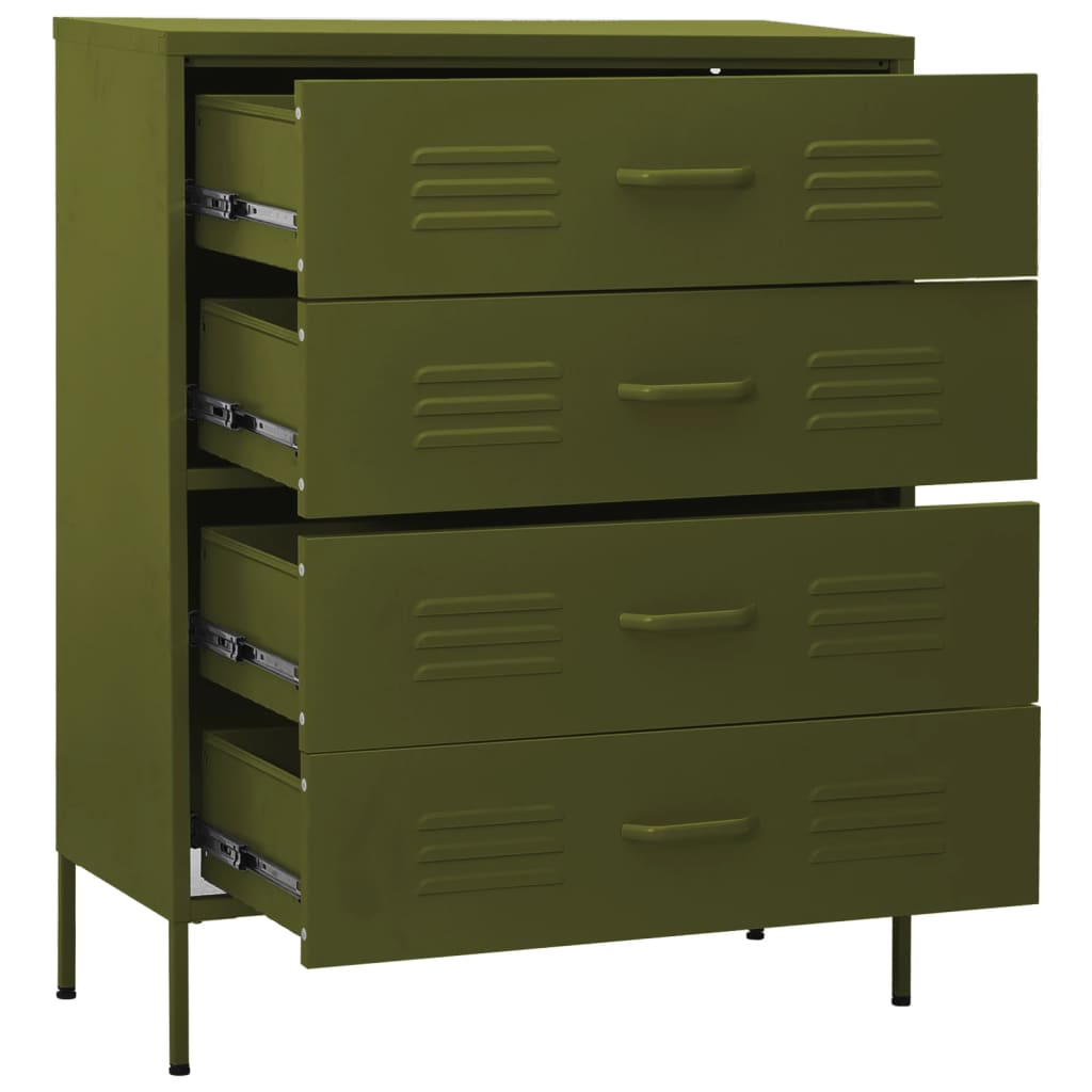 Kommode DIV. olivengrønn 80x35x101,5 cm stål