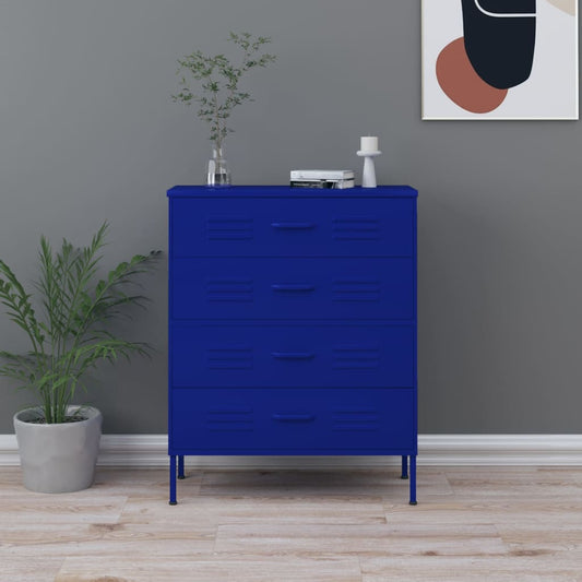 Kommode DIV. marineblå 80x35x101,5 cm stål
