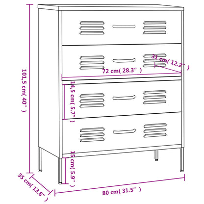 Kommode DIV. myntegrønn 80x35x101,5 cm stål