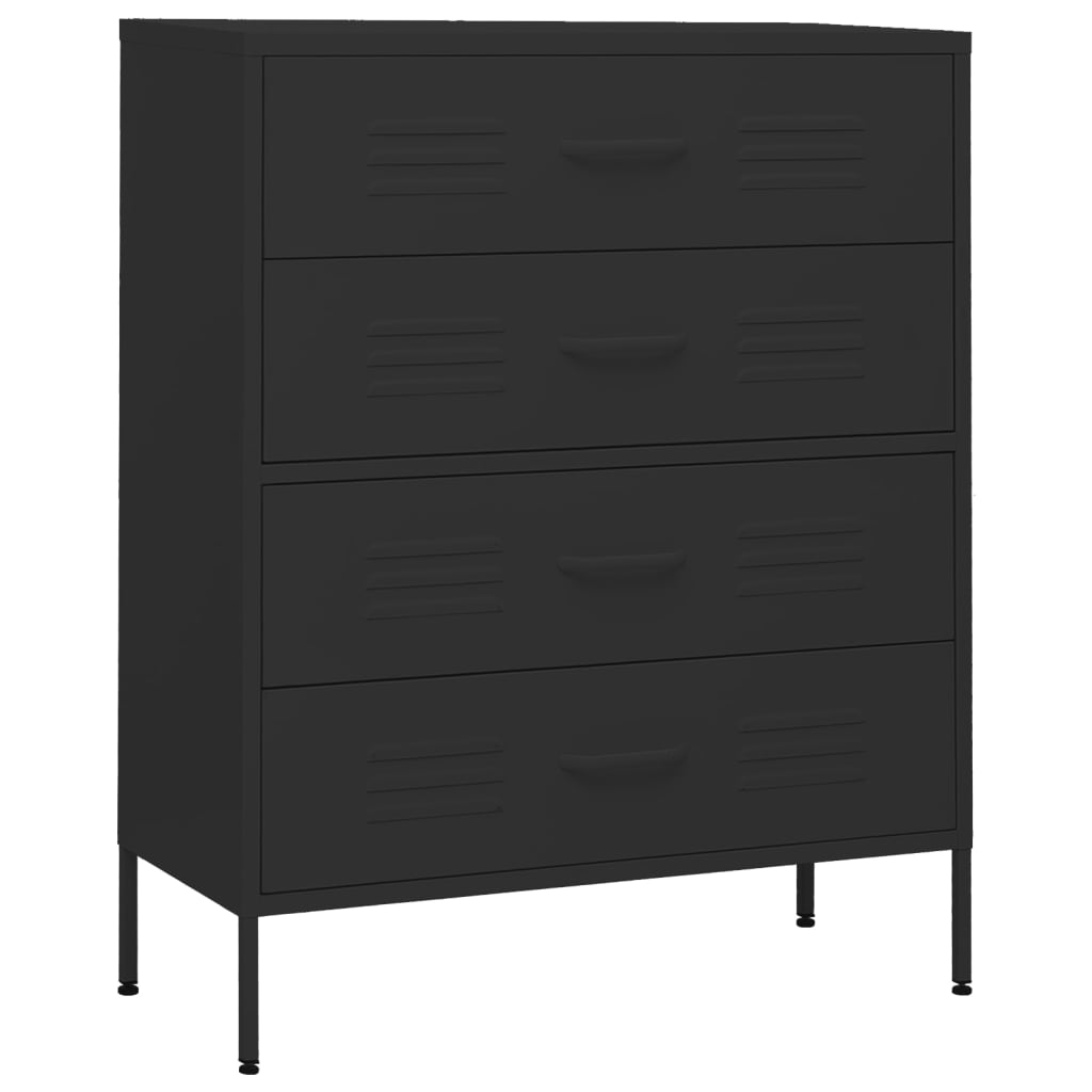Kommode Svart 80x35x101,5 cm stål