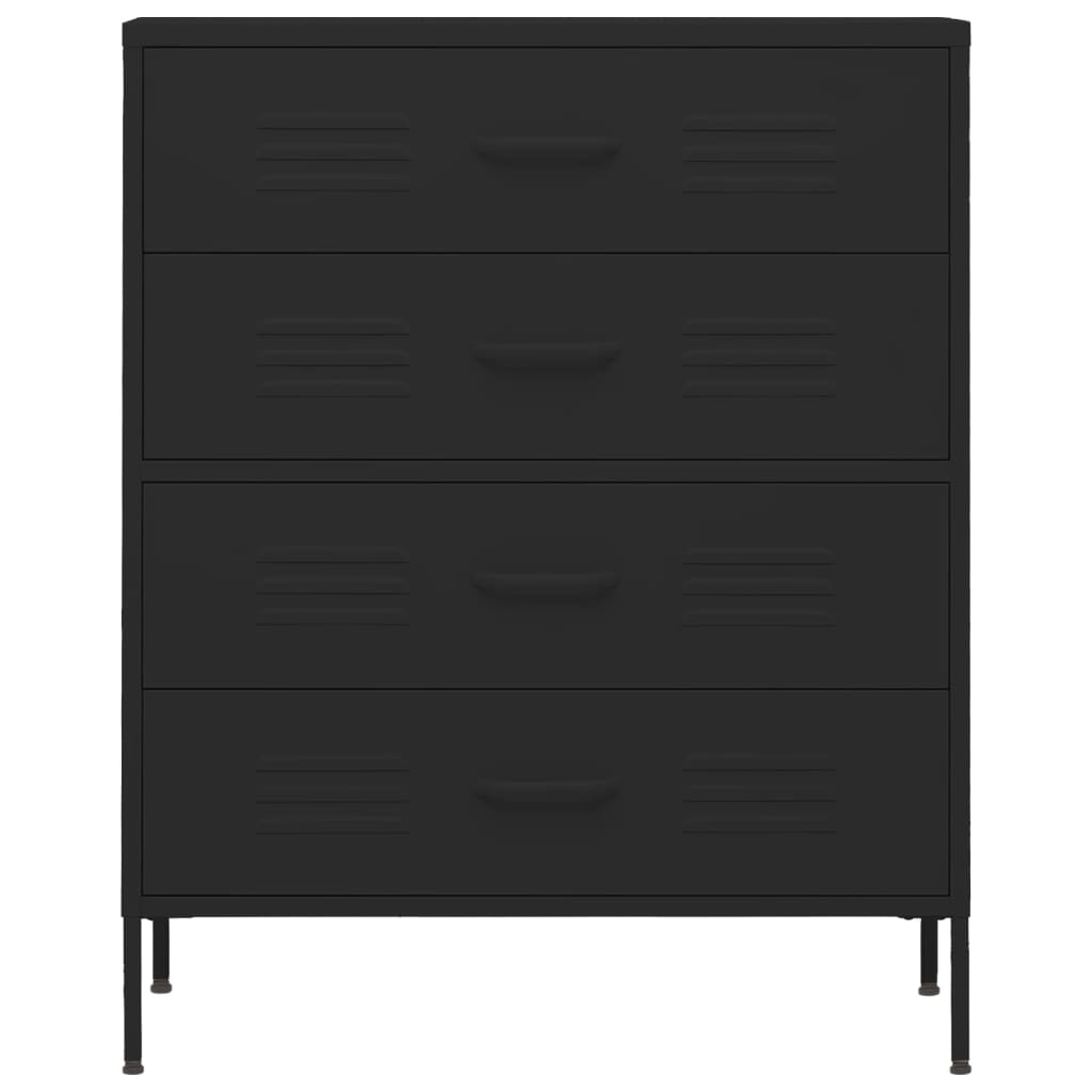 Kommode Svart 80x35x101,5 cm stål