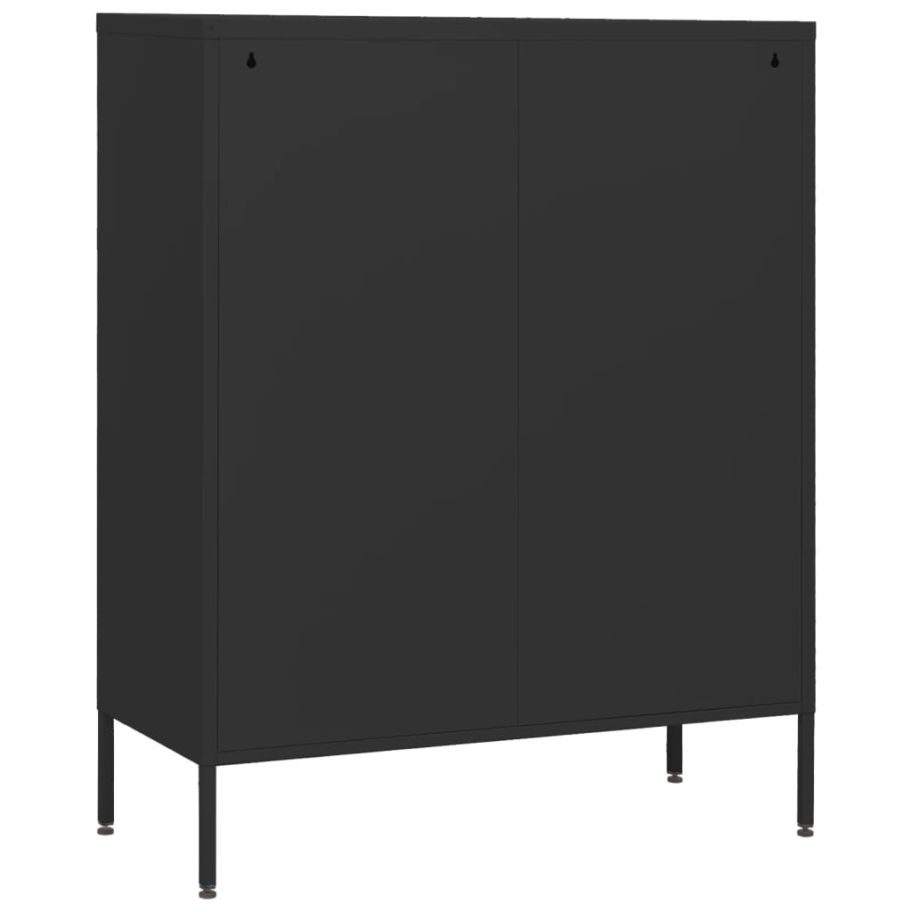 Kommode Svart 80x35x101,5 cm stål