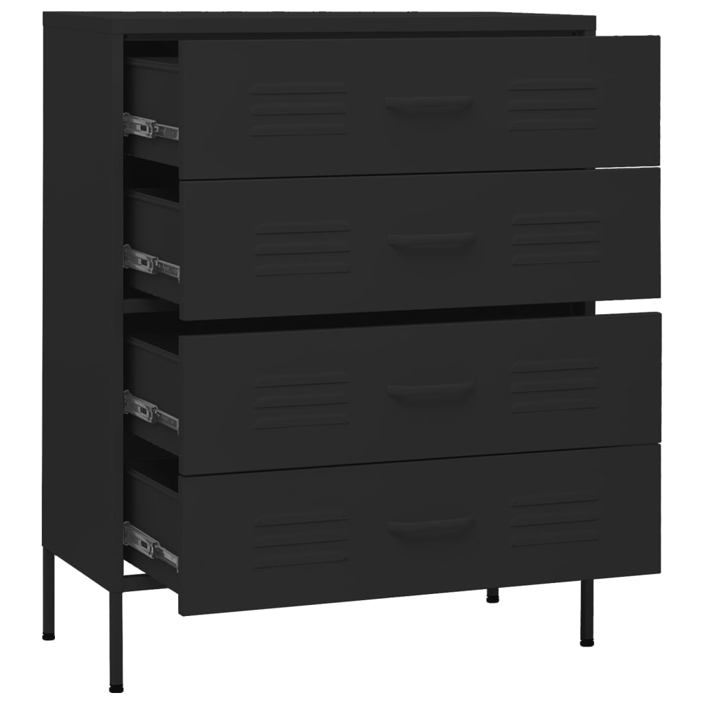 Kommode Svart 80x35x101,5 cm stål