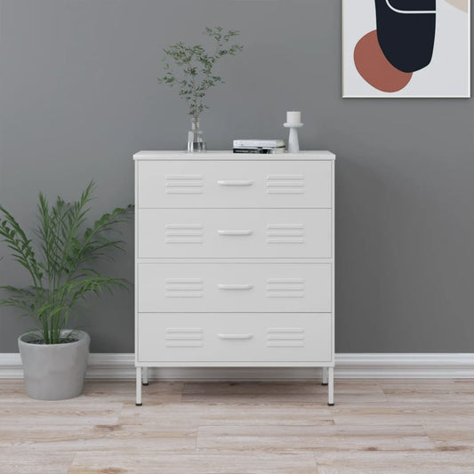 Kommode Hvit 80x35x101,5 cm stål