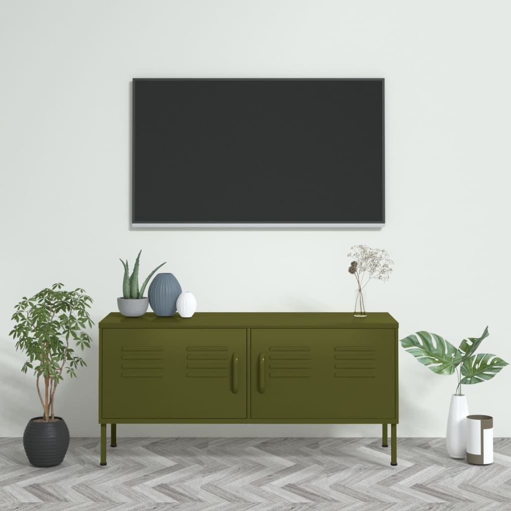 TV-Møbel DIV. TV-benk olivengrønn 105x35x50 cm stål