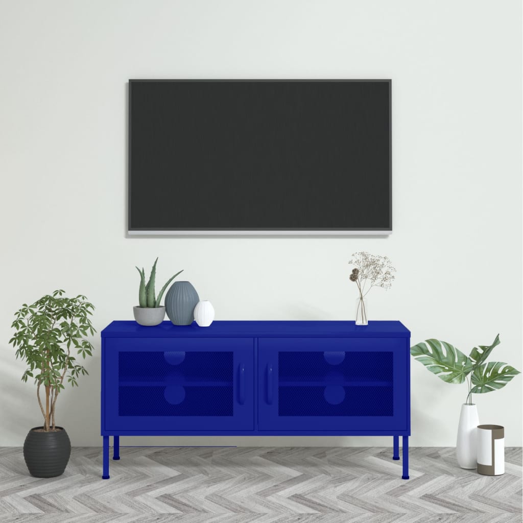 TV-Møbel DIV. TV-benk marineblå 105x35x50 cm stål