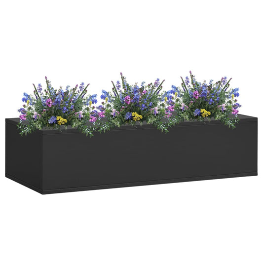 Blomsterkasse for kontor antrasitt 90x40x23 cm stål
