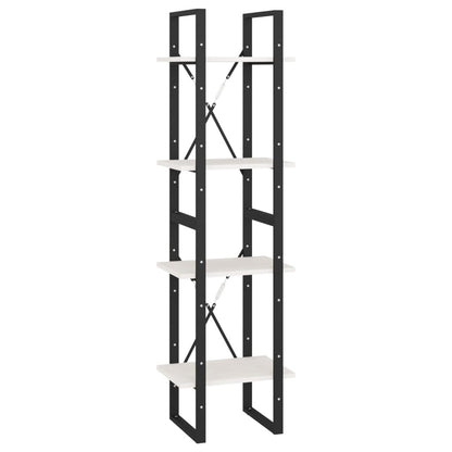 Bokhylle Svart Hvit 4 nivåer 40x30x140 cm heltre furu