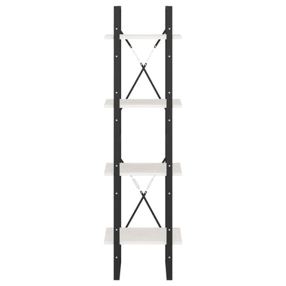 Bokhylle Svart Hvit 4 nivåer 40x30x140 cm heltre furu